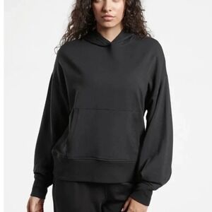 Athleta Balance Hoodie Black Pullover Drawstring Hood‎ Pockets Size S